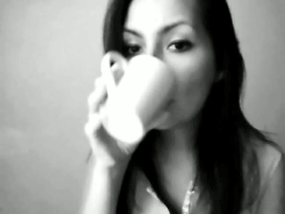 Adriana having tea